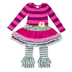4 Giggle Moon Girls Eternal Bliss Long Sleeve Tunic Top Matching Ruffle Pants